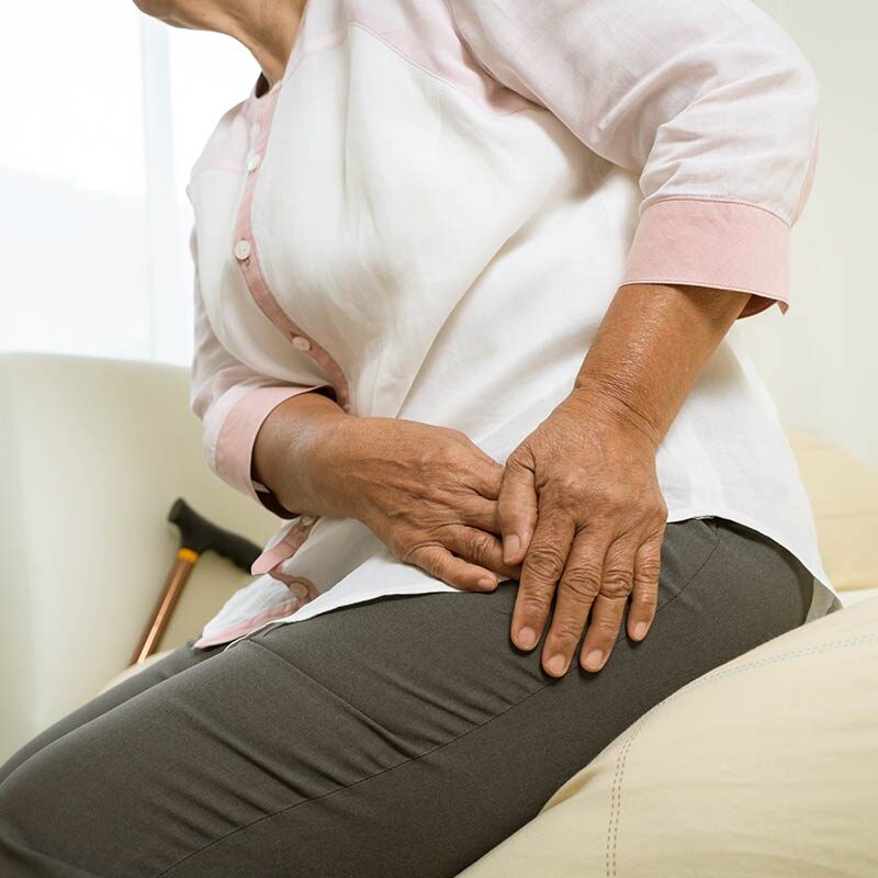 Senior lady with hip pain